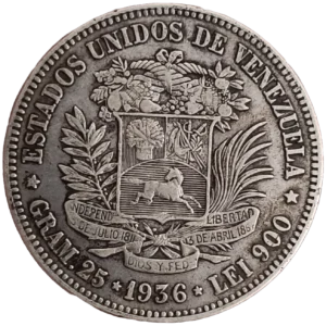 5 Bolívares Venezuela 1936 EBC- reverso