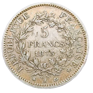 5 Francos Francia 1873 A MBC+ reverso