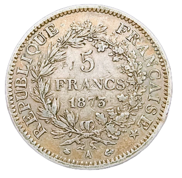 5 Francos Francia 1873 A MBC+ - Imagen 2