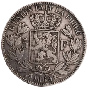 5 Francos Leopoldo II 1868 MBC- reverso