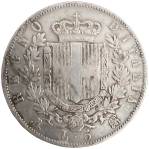 5 Liras 1869 Victor Emmanuel II MBC- reverso