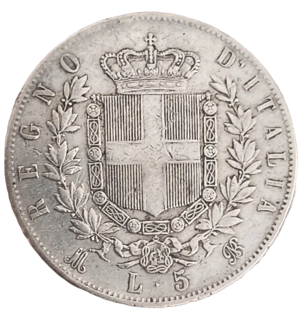 5 Liras 1874 Victor Emmanuel II MBC- - Imagen 2