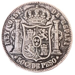 50 Centavos Manila (España) 1885 AU reverso
