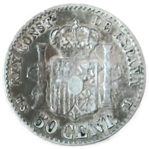50 Céntimos de Peseta España 1880 EBC-/MBC+ reverso