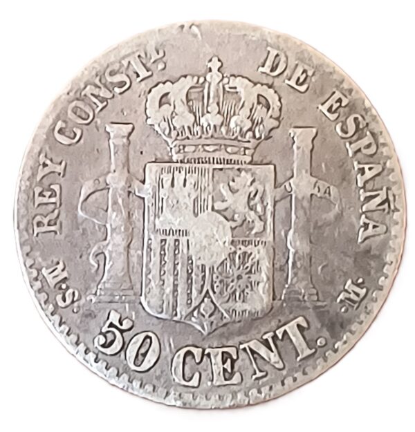 50 Céntimos de Peseta España 1880 BC+ - Imagen 2