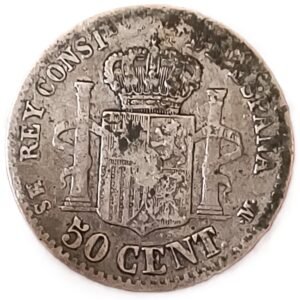 50 Céntimos de Peseta España 1880 MBC reverso