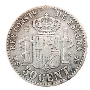 50 Céntimos de Peseta España 1881 MBC+ reverso