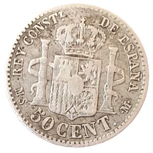 50 Céntimos de Peseta España 1885 BC+ reverso