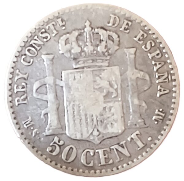 50 Céntimos de Peseta España 1885 BC+ - Imagen 2