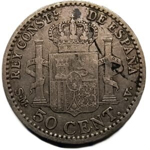 50 Céntimos de Peseta España 1900 MBC+ reverso