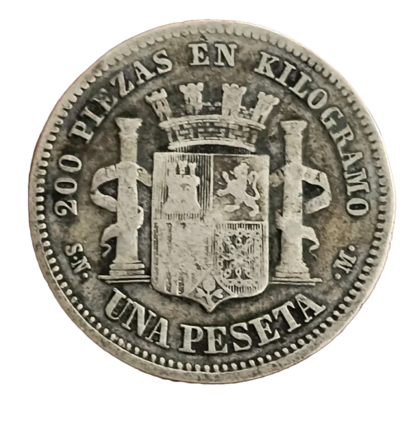 1 Peseta 1869 BC - Imagen 2