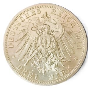 3 Mark Alemania William II 1914 A AU/EBC+ reverso
