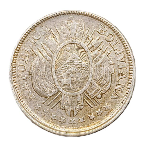 1/2 Boliviano Bolivia 1895 XF/EBC- - Imagen 2