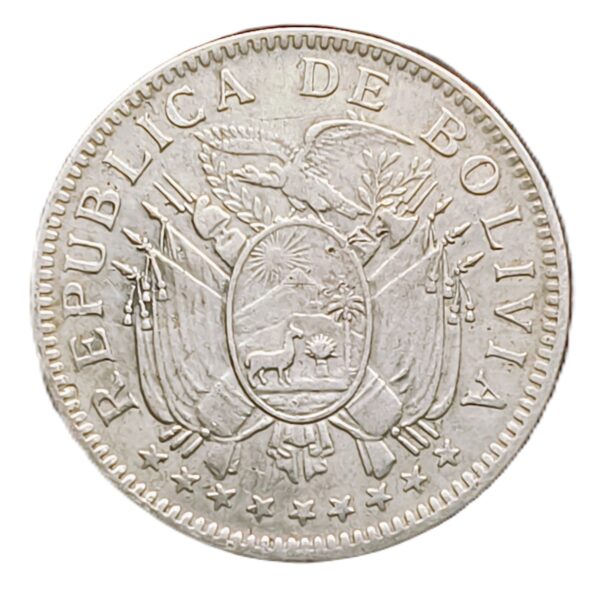 1/2 Boliviano Bolivia 1909 XF/EBC- - Imagen 2