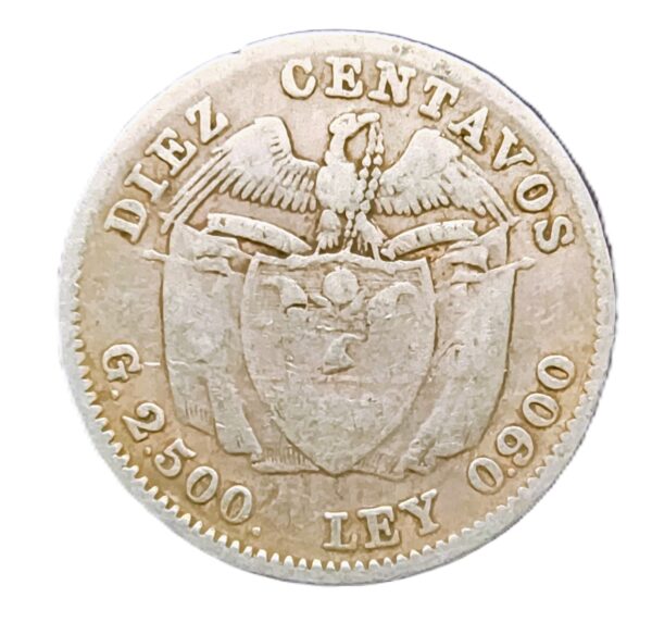 10 Centavos Colombia 1911 VF/MBC- - Imagen 2