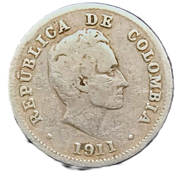 10 Centavos Colombia 1911 VF/MBC-