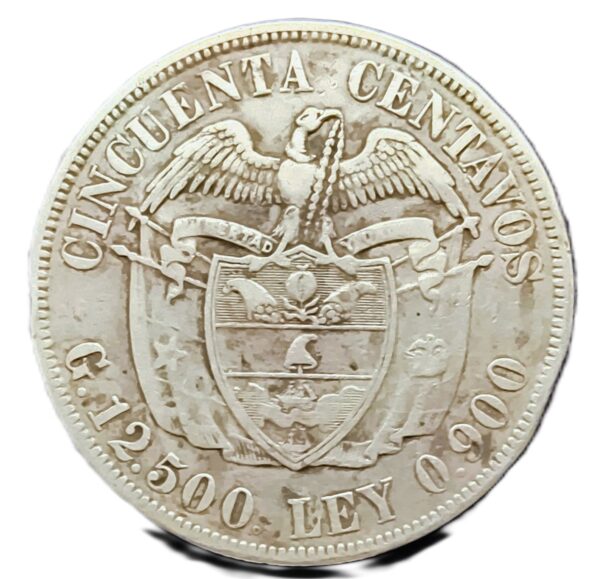 50 Centavos Colombia 1921 VF/MBC- - Imagen 2