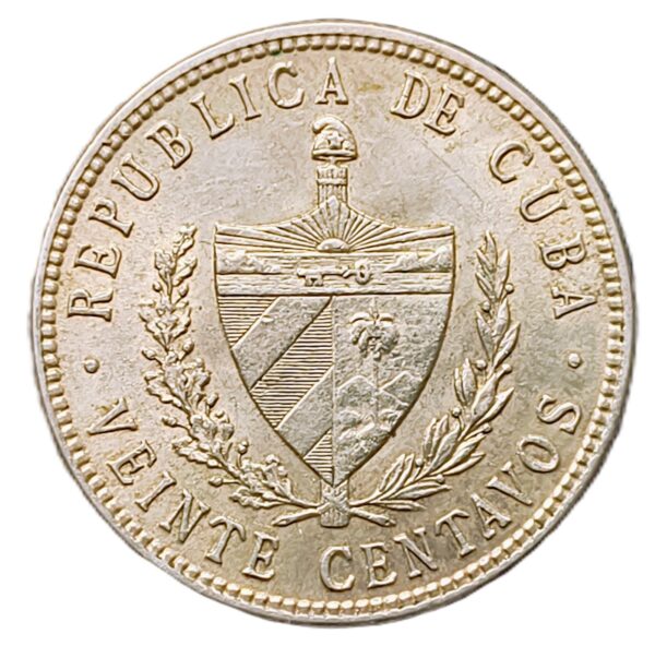 20 Centavos Cuba 1948 AU/EBC - Imagen 2