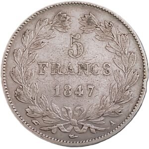 5 Francos Francia 1847 A MBC reverso