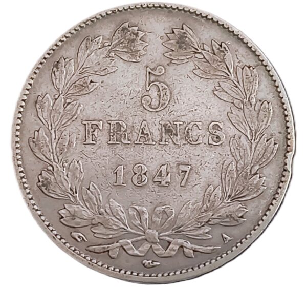 5 Francos Francia 1847 A MBC - Imagen 2