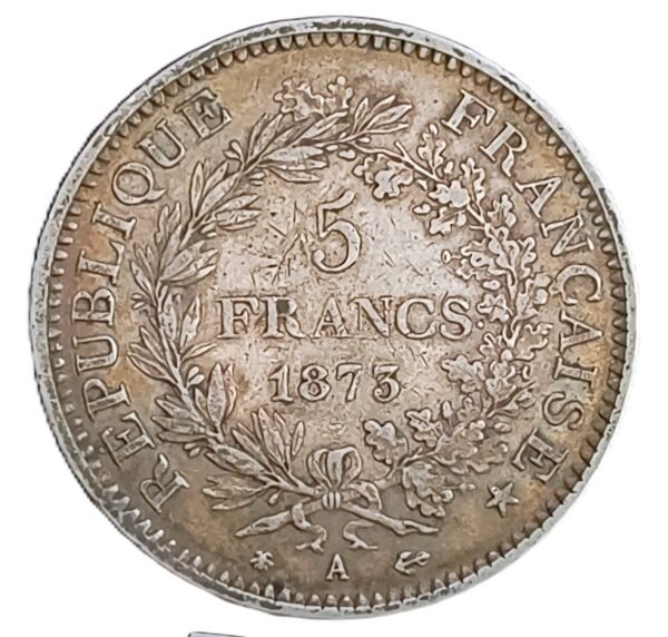 5 Francos Francia 1875 A MBC+ - Imagen 2