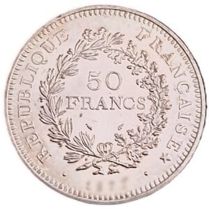 50 Francos Hercules plata reverso