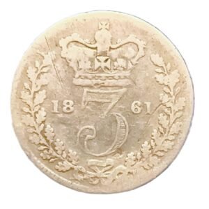 3 Pence Inglaterra 1861 F/BC reverso