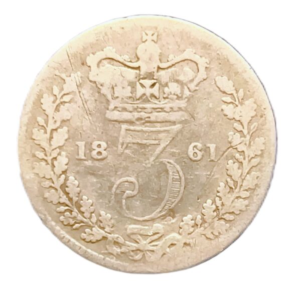 3 Pence Inglaterra 1861 F/BC - Imagen 2