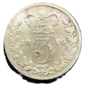 3 Pence Inglaterra 1876 F/BC reverso