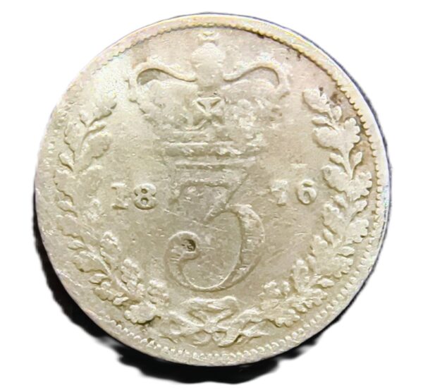 3 Pence Inglaterra 1876 F/BC - Imagen 2