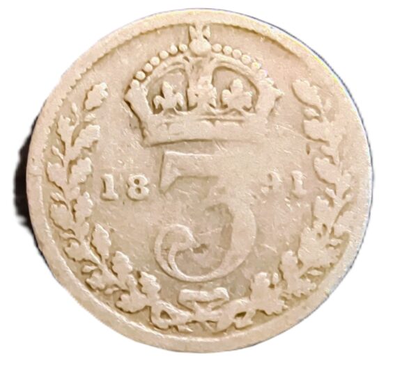 3 Pence Inglaterra 1891 VF/MBC - Imagen 2