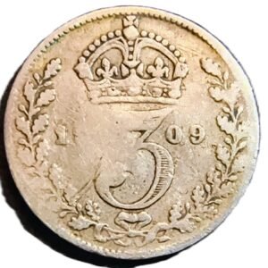 3 Pence Inglaterra 1909 VF/MBC reverso