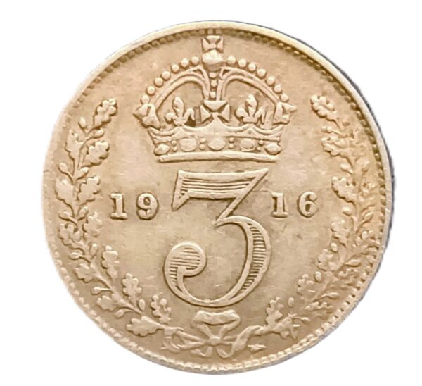 3 Pence Inglaterra 1916 AU/EBC - Imagen 2