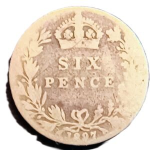 6 Pence Inglaterra 1897 F/BC reverso