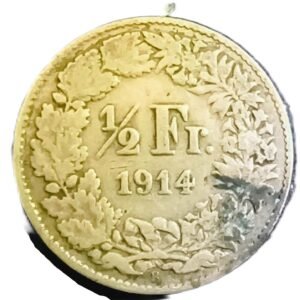 1/2 Francs Suiza 1914 VF/MBC reverso