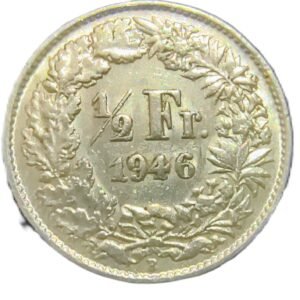 1/2 Francs Suiza 1946 XF/EBC- reverso