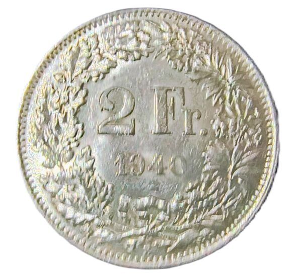 2 Francs Suiza 1940 AU/EBC - Imagen 2