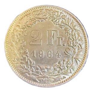 2 Francs Suiza 1964 EBC+/AU reverso