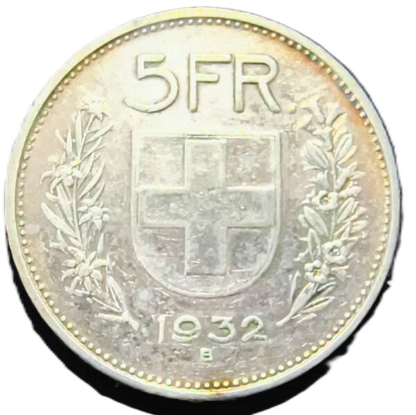 5 Francs Suiza 1932 XF/EBC- - Imagen 2