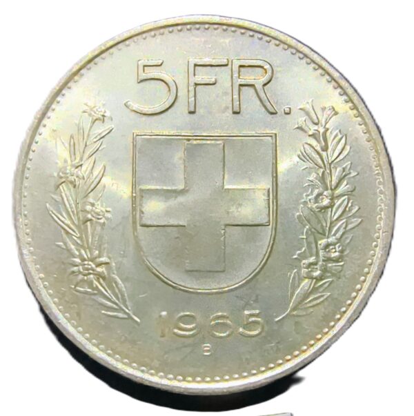 5 Francs Suiza 1965 EBC+/AU - Imagen 2