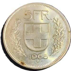 5 Francs Suiza 1966 Plata EBC reverso
