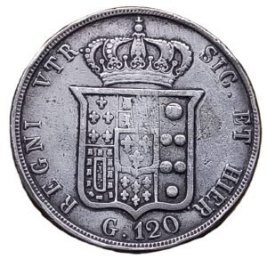 120 Grana 1853 Ferdinando II Italia VF reverso