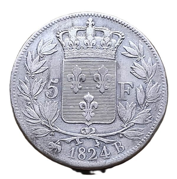 5 Francs 1824 Francia XF - Imagen 2