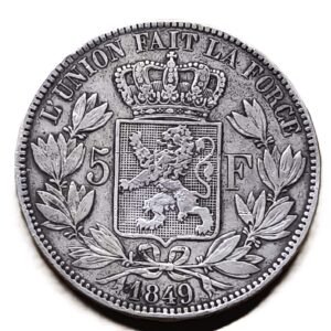 5 Francs 1849 Leopoldo I Bélgica XF reverso