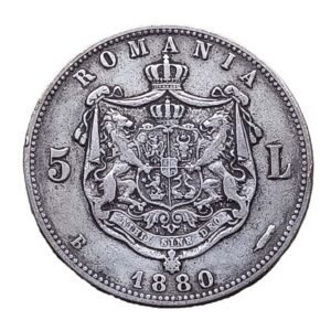 5 Lei 1880 Carol I Rumanía VF reverso