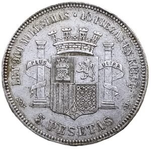 5 Pesetas 1870 (18-70) XF reverso