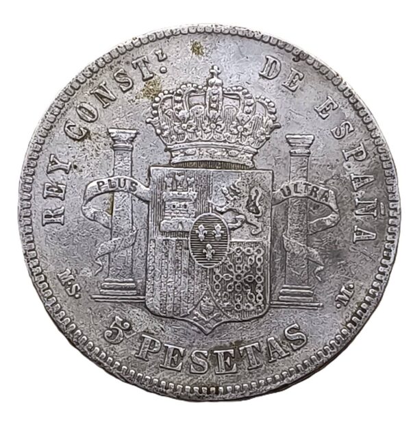 5 Pesetas 1885 (18-87) España VF - Imagen 2