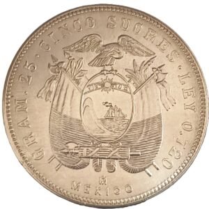 5 Sucres Ecuador 1944 AU reverso