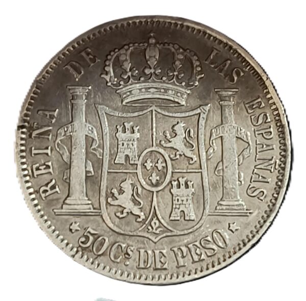 50 Centavos de Peso 1868 VF - Imagen 2