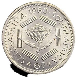 6 Pence 1960 Sudáfrica SC/USC reverso